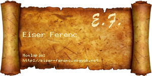 Eiser Ferenc névjegykártya